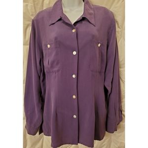 Edward Ladies Silk Top In Eggplant Purple- L